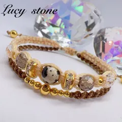 天然石 パワーストーン ブレスレット アンクレット マクラメ ダルメシアンジャスパー スモーキークォーツ 水晶 交通安全 厄除け