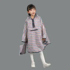 ☆ ストライプ ☆ 2XLサイズ ☆ レインコート キッズ 収納袋付き lyra705 レインコート 収納袋 キッズ ポンチョ カッパ 合羽 レインウェア?レインポンチョ レインポンチョ 雨具 雨がっぱ フード 軽量 子供用 子供 子ども こども 男の子