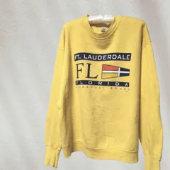 90s古着　デルタDELTAプリントスウェットトレーナーＬイエロー　swh0413のサムネイル