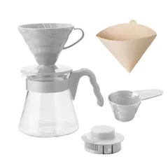 V60コーヒーサーバー02 セット HARIO(ハリオ) ペールグレー 1-4杯用 コーヒードリップ 日本製 VCSD-02PGR