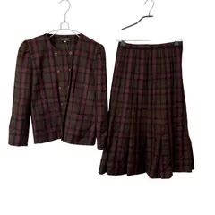 Leilian レリアン チェック ウール セットアップ ジャケット スカート Z1608Leilian レリアン スカートスーツ ジャケット ウール 7 日本製