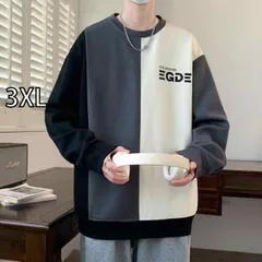 [3XL ]メンズ ファッション 服 男性用 オシャレ シンプル 大人 かっこいい ストリート 長袖 Tシャツ ラウンドネック スウェット シャツ コントラストカラー カジュアル 秋 トップス 