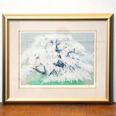 大型】中島千波「身延山久遠寺の瀧桜」シルクスクリーン 直筆サイン有 大型】中島千波「身延山久遠寺の瀧桜」シルクスクリーン 直筆サイン有