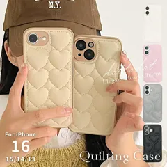 iPhone16 ケース かわいい iPhone16e ケース iPhone15 ケース スマホケース 韓国 おしゃれ かわいい ハート キルティング レザー カメラ保護 キルティングケース