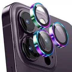 カメラフィルム iPhone 14Pro/14Pro Max用 カメラカバー 9Hガラス アルミ合金製 カメラ保護 キズ防止 耐衝撃 高透過率 アイフォン 14プロ/14プロマックス用 カメラレンズカバー カラフル