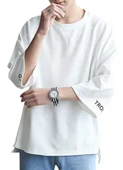 #655：ホワイト_L foveitaa 夏服 メンズ 七分袖 メンズ tシャツ 半袖tシャツ メンズ 無地 メンズ服 カットソー 無地 柔らかい おしゃれ 軽い カジュアル スポーツ シンプル 快適 オールシーズン white L