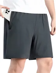 Gloriosa ハーフパンツ メンズ ショートパンツ 短パン 膝上 短め 夏 シンプル 半ズボン スポーツ 無地 速乾(グレー,  2XL)