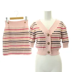 スナイデル SNIDEL 23SS セパレートセットアップボーダーニットワンピース カーディガン 半袖 タイトスカート ミニ ラメ F ピンク マルチカラー /ES ■OS ■SH ■PN