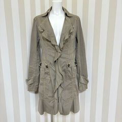 ★ GRACE CONTINENTAL グレース コンチネンタル フリル コート ロング トレンチコート カーキ系 サイズ:38表記 NO146