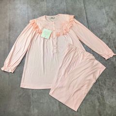 【タグ付き未使用】Wacoal レディースパジャマ ワコールパーソナルウェア フリル レース Aライン 長袖 M ピンク 訳あり