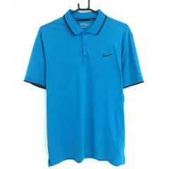 【美品】ナイキゴルフ 半袖ポロシャツ ライトブルー ロゴ刺しゅう DRI-FIT メンズ L ゴルフウェア NIKE