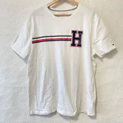 大きいサイズ！ XL！(^w^)b TOMMY HILFIGER トミーヒルフィガー クルーネック 半袖 Tシャツ ティーシャツ Hロゴ入り トップス コットン100% 爽やか カジュアル アメカジ ストリート ホワイト メンズ 男性