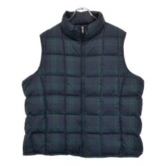 00年代 Eddie Bauer エディーバウアー ダウンベスト アウトドア ブラックウォッチ(レディース 2XL)中古 古着 U4291