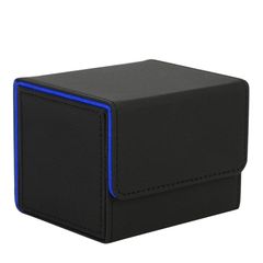 Venssu デッキケース トレカケース ストレージボックス 横入れ マグネット PU レザー 120枚「 遊戯王 ポケモン デュエマ 各種 カードゲーム に使用可能 」スリーブ対応 Sサイズ (黒（内装青）) 0