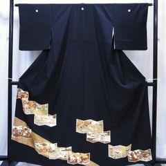 新品 仮絵羽 黒留袖 丹後ちりめん 正絹 豪華引き箔 金駒刺繍 古典柄 