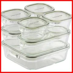 【セール中】iwaki(イワキ) 耐熱ガラス 保存容器 オリーブグリーン システムセット パック&レンジ PC-PRN7G4