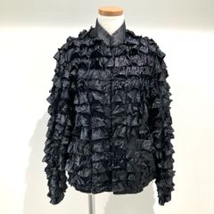 RE-J030 コムデギャルソン コムデギャルソン COMME des GARCONS COMME des GARCONS エステルサテン フリル装飾 チャイナジャケット 黒 XSサイズ 2020年S/S