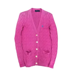 ポロ ウーマンズ ピンク ケーブルニット カーディガン ( S )