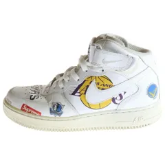 NIKE (ナイキ) ×SUPREME AIR FORCE 1 MID NBA TEAM ナイキ エアフォース1 ミッド エヌビーエーチーム ミドルカットスニーカー ホワイト US8.5/26.5cm AQ8017-100