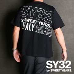 【SY32 by SWEET YEARS/エスワイサーティトゥバイスィートイヤーズ】BACK SLASH BIG LOGO TEE - BLACK × GOLD / グラフィックTシャツ / 14154J-W【国内正規品】