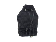 美品」GUCCI GGキャンバス 巾着ポーチ ブラック 即購入⭕️ - メルカリ