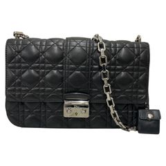 【Christian Dior】クリスチャンディオール レディディオール カナージュ ミスディオール ショルダーバッグ レザー レディース チェーンショルダー ニューロック 黒 ブラック