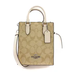 コーチ COACH ノースサウスミニトートシグネチャーキャンバス 2WAY ハンドバッグ ショルダーバッグ レザー 切替 ベージュ 白 ホワイト CJ498 /BB ■MT ■GY18