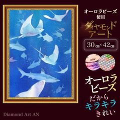 CSAB-11【オーロラビーズ&額縁印刷】ダイヤモンドアートA3 エイ　海の中