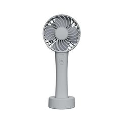 即納：グリーンハウス 2枚羽ハンディファン 強力/静音 風量4段階 Type-C 充電スタンド モバイルバッテリー機能 グレー GH-FANHHV-GY 1
