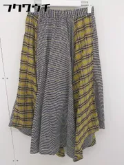 ◇ JEANASIS ジーナシス チェック 切替 ロング フレア スカート サイズF ベージュ系 マルチ レディース  【中古】 【1203070003509】