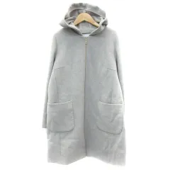 シンプリシテェ SIMPLICITE ノーカラーコート ロング丈 フード付き 2way ウール混 M グレー /YM8