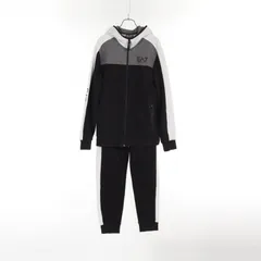 イーエーセブンエンポリオ アルマーニ EA7 EMPORIO ARMANI セットアップ 6HPV89 PJ07Z ブラック コットン スウェットセットアップ パーカー メンズ Used B