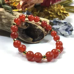 パワーストーン ブレスレット 赤瑪瑙 天然石ブレス （ゴールドヘマタイト）レディース 女性  数珠ブレス 開運 プレゼント ギフト  [n]