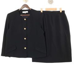 山の手夫人 ヤマノテフジン 通年★ セットアップ ノーカラー ジャケット フォーマル セレモニー スーツ Sz.46 レディース 黒