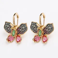 スワロフスキー SWAROVSKI ピアス Idyllia イディリア ドロップピアス 蝶 蝶々 チョウ マルチカラー ゴールド 5709953 ジュエリー アクセサリー