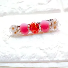 No.364　レジン　ヘアクリップ　ボタニカル　宝石型　パール