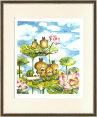 カエル 絵画 ハワイアーティストHolly Kitaura 額縁付 ハワイで購入