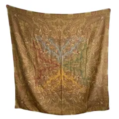 美品 ETRO エトロ ペイズリー 総柄 シルクブレンド 大判 ストール スカーフ ベージュ系 レディース 古着 中古 USED