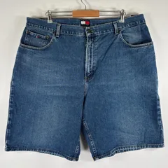 古着 トミーヒルフィガー TOMMY HILFIGER ショートパンツ ハーフパンツ デニム 5ポケット 短パン 半ズボン 大きいサイズ w42  ブルー メンズ