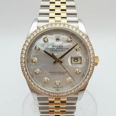 ロレックス デイトジャスト 36 126283RBR シェル文字盤 ダイヤベゼル  K18 YG SS メンズ 自動巻き 時計 ROLEX
