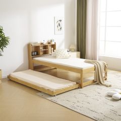 親子ベッド 二段ベッド 木製 ウッドベッド シングルベッド ディベッド 収納棚付き コンセント付き