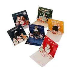 【特価商品】tricolor クリスマス グリーティングカード 6枚入り クリスマスカード 立体 3D 封筒とシールが含まれています