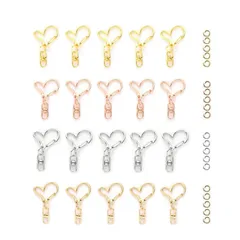 【在庫処分】ゴールドなど4色 シルバー キーリング 手作り DIY用パーツ カワイイ ワンタッチキーホルダー 回転カン付き 20個 キーホルダー金具 YFFSFDC