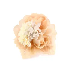 [クレインズコレクション] 小ぶり コサージュ ブローチ クリップ ピン 2WAY フォーマル 入学式 卒業式 結婚式 ハレの日に 小さな花束風 親子コーデ (ベージュ)