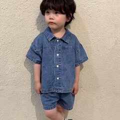 海外子供服　ソフトデニムシャツ＆パンツのセットアップ