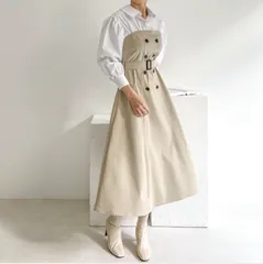 異素材ドッキングワンピース　シャツ×トレンチ風