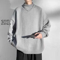 [3XL] メンズ ファッション 服 男性用 オシャレ シンプル 大人 かっこいい 大きいサイズ ストリート 紳士服 秋冬 ニット レイヤリング シャツ ハーフ タートルネックセーターインナーセーター グレー ジャケット