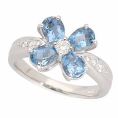 アクアマリン(1.46ct)ダイヤモンド(0.15ct)リング Pt900 プラチナ 日本サイズ約12号 #52【送料無料】指輪【中古】25020113