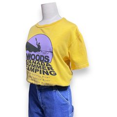 【 好カラー】 woods カヌー　リバー　プリント　キャンプ　カナダ　スーベニア