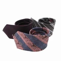 バーバリーブラックレーベル BURBERRY BLACK LABEL 含む ネクタイ おまとめ3点セット ビジネス カジュアル 絹 シルク レジメンタルストライプ 総柄 ロゴ 紫 パープル グレー ピンク 青 ブルー /FT ■GY27